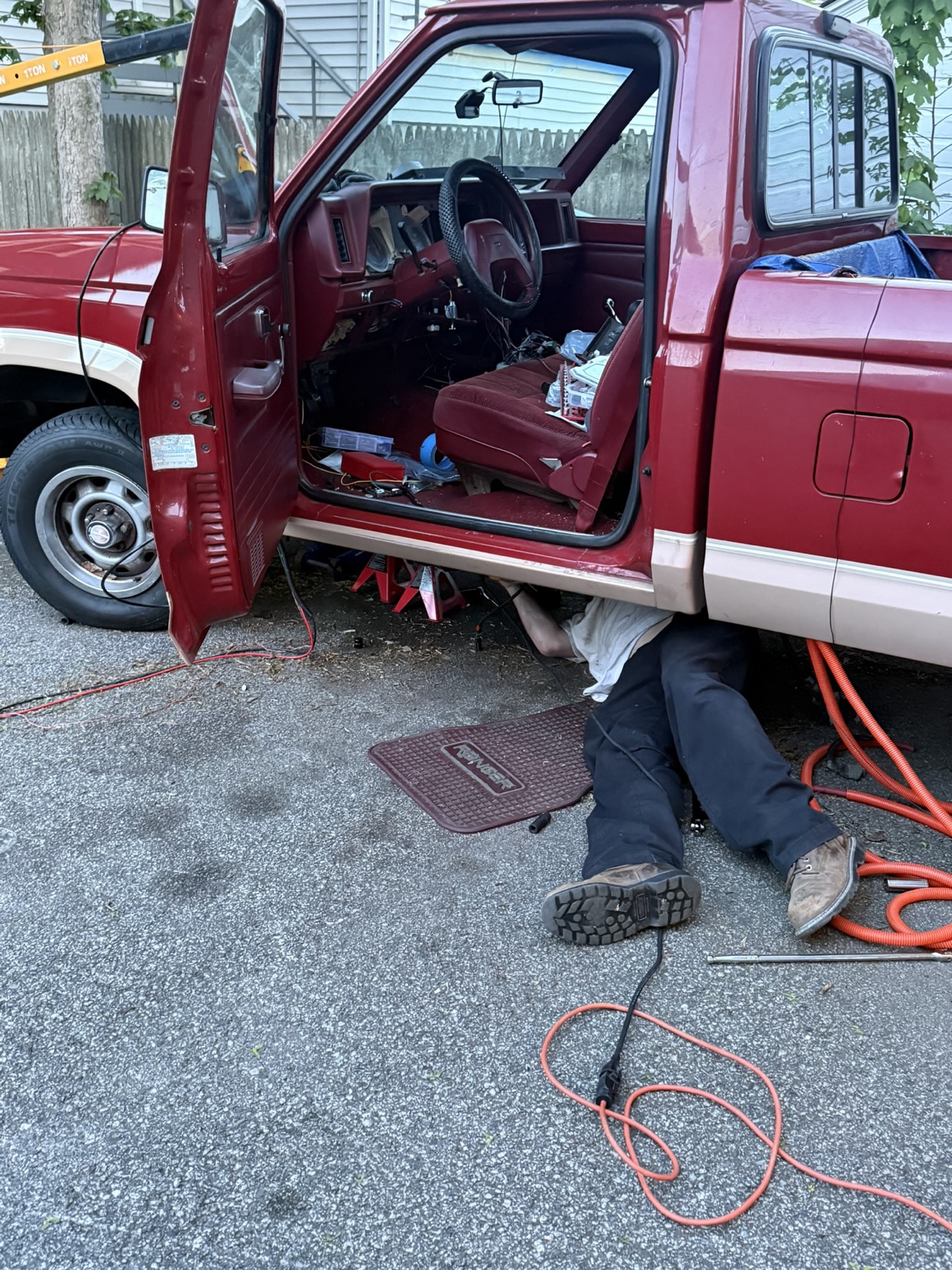 Working underneath the truck